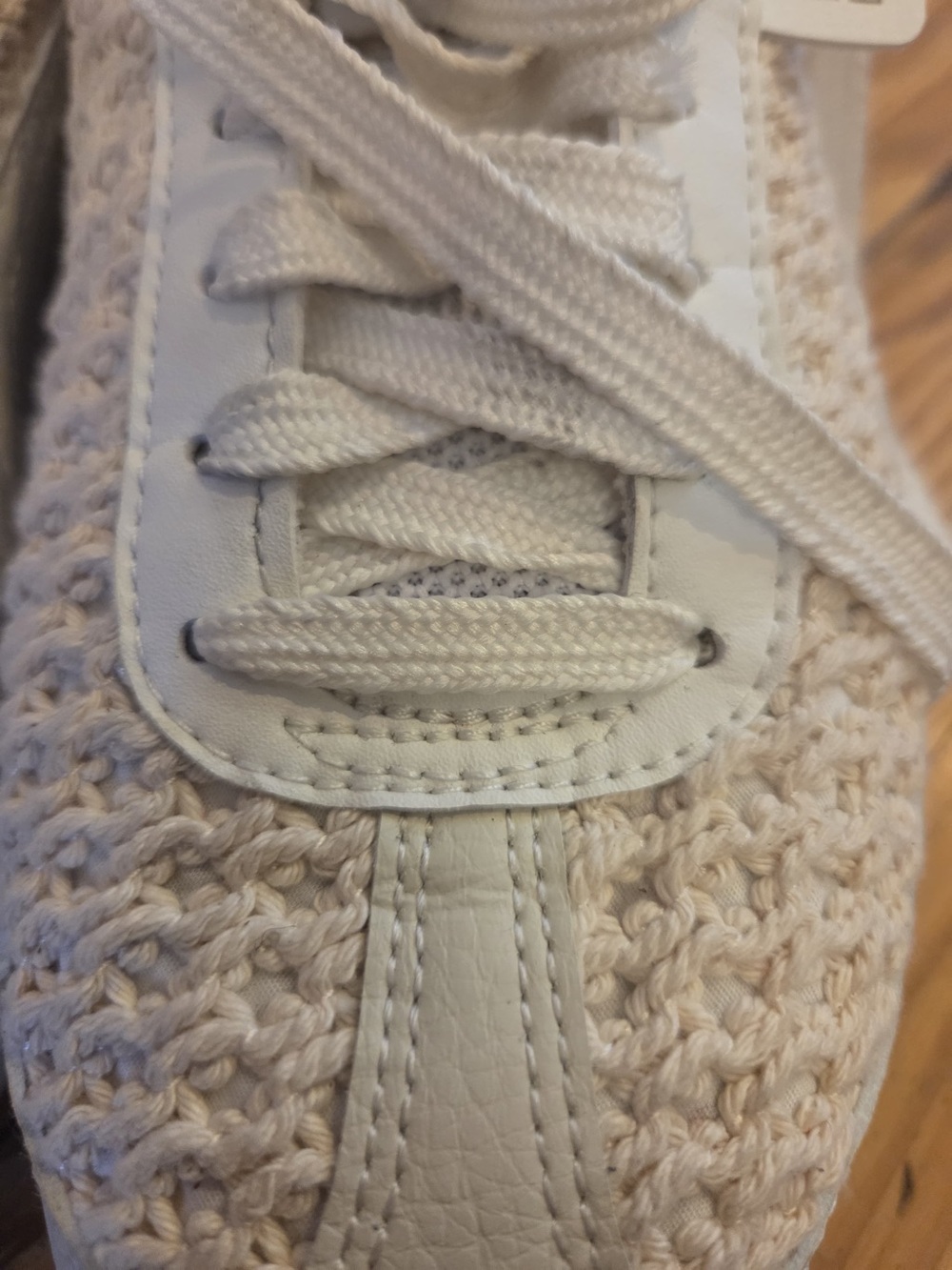 Puma Women’s Cream and White Woven Lace-Up Sneakers - Picture 6 of 13
